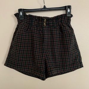 American eagle high rise plaid paper bag shorts